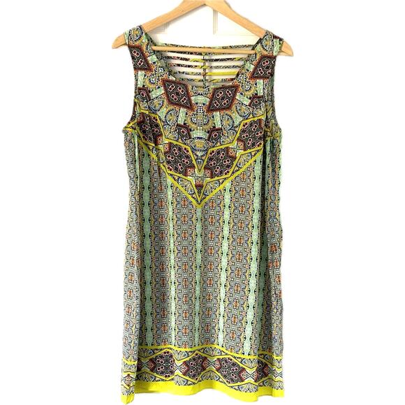 Colorful Summer Dress 100% Silk Sleeveless Sheath, Maximalist Pattern, Kachel, M - Picture 1 of 10